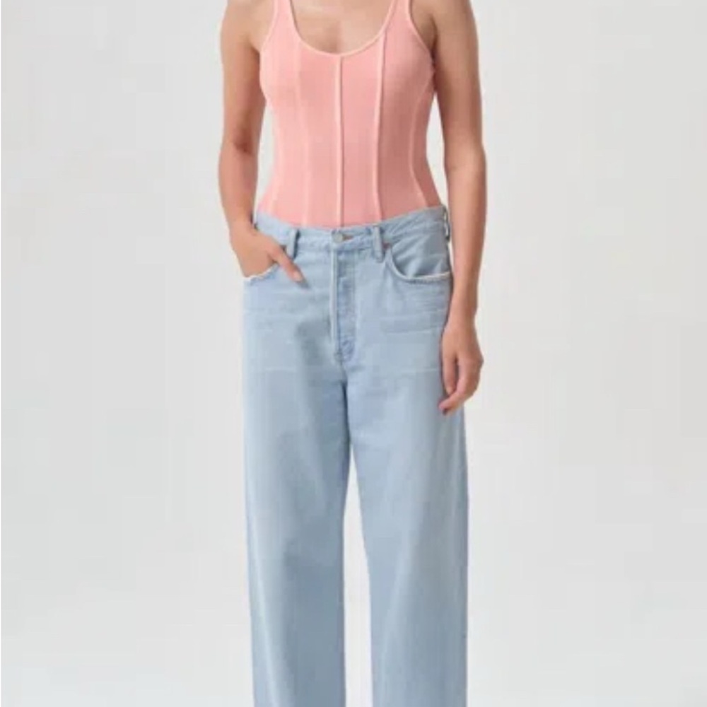 Agolde Elna Corset-seam Bodysuit In Grapefruit NWT sz xs